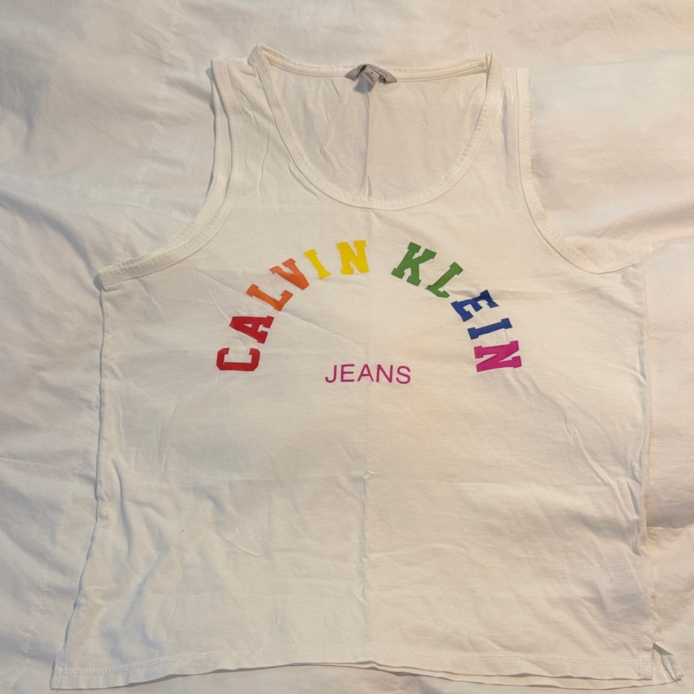 Calvin Klein Men’s Pride Rainbow Logo Tank Top White - Medium